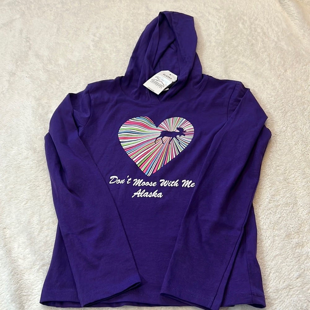 Girls Size Medium AlaskaMoose Hooded T-Shirt